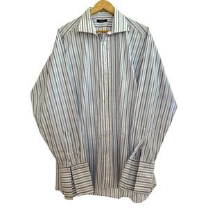 Burberry London Blue Purple Striped Button Down Size 17L